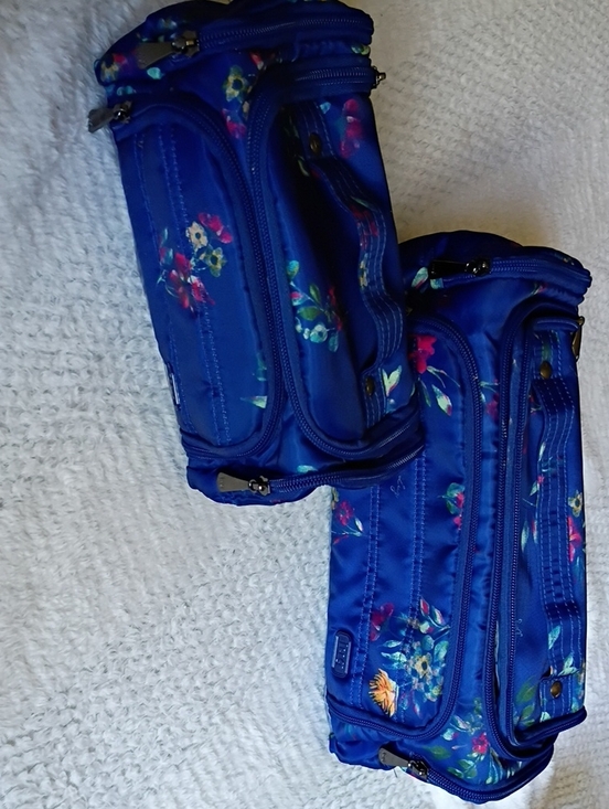 lug Handbags - lug Blue Floral Nylon Cosmetic Travel Bags (Set of 2)